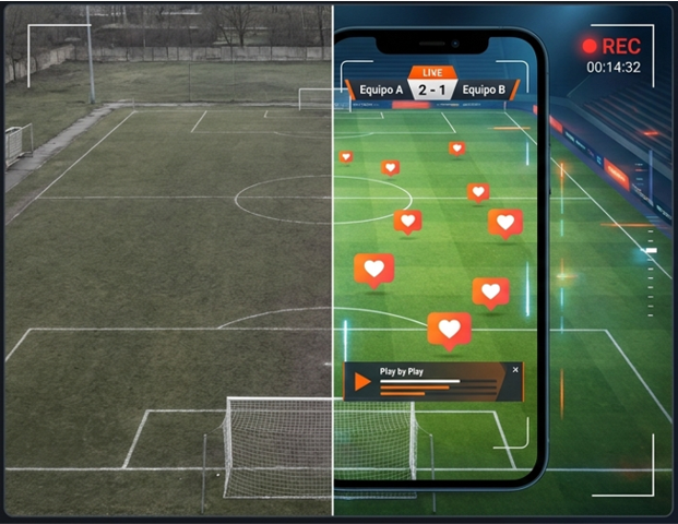 Interfaz interactiva de Mi Mejor Jugada con sistema Dual Cam para partidos